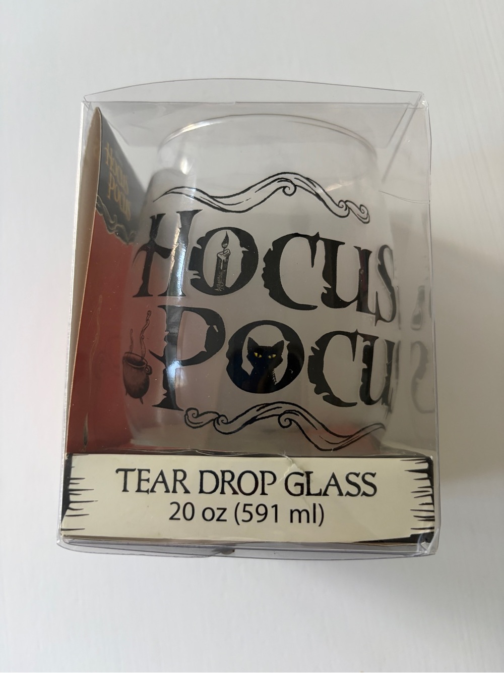 Disney Hocus Pocus Tear Drop Glass - Clear with Black Print